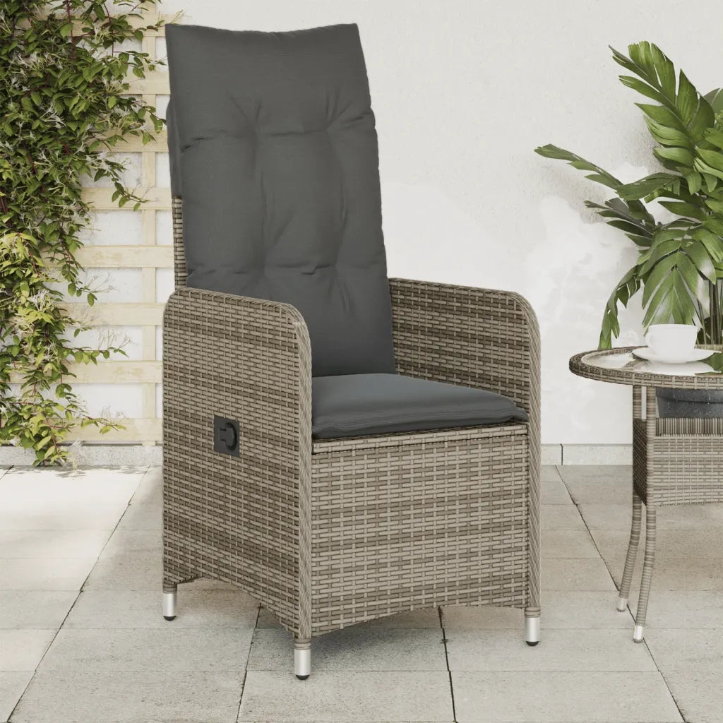 Sedie da Giardino Reclinabili 2 pz | Sedie da Esterno e Cuscini Grigio Polyrattan