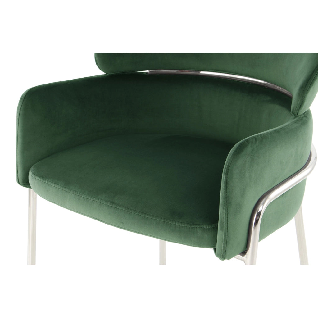 Sedia di design Corey in velluto verde e acciaio