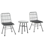 SET MOBILI DA GIARDINO CON TAVOLINO E SEDIE IN RATTAN POILESTERE E ACCIAIO PER ESTERNI GRIGIO