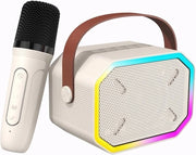 Immaginazione musicale per bambini con microfono Bluetooth e luce LED, set di karaoke con altoparlante e microfono wireless, regalo per bambine
