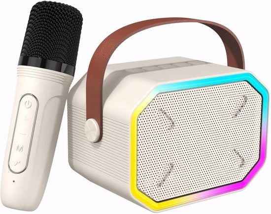 Immaginazione musicale per bambini con microfono Bluetooth e luce LED, set di karaoke con altoparlante e microfono wireless, regalo per bambine