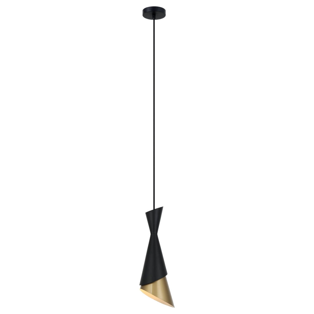 Lampada a sospensione Italux Malia nero/oro E27 Ø13,5