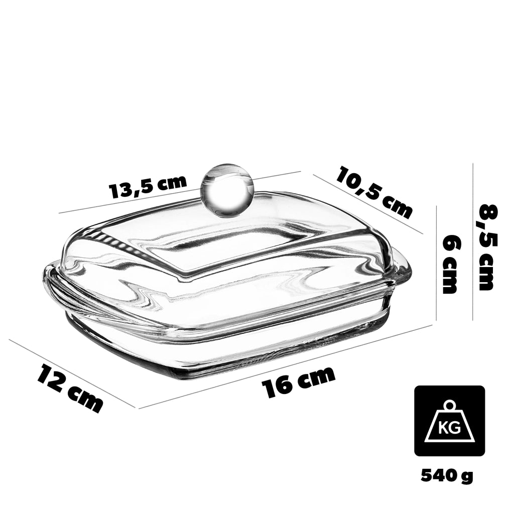 Burriera KADAX con coperchio per contenitore in vetro da 16 cm, classica