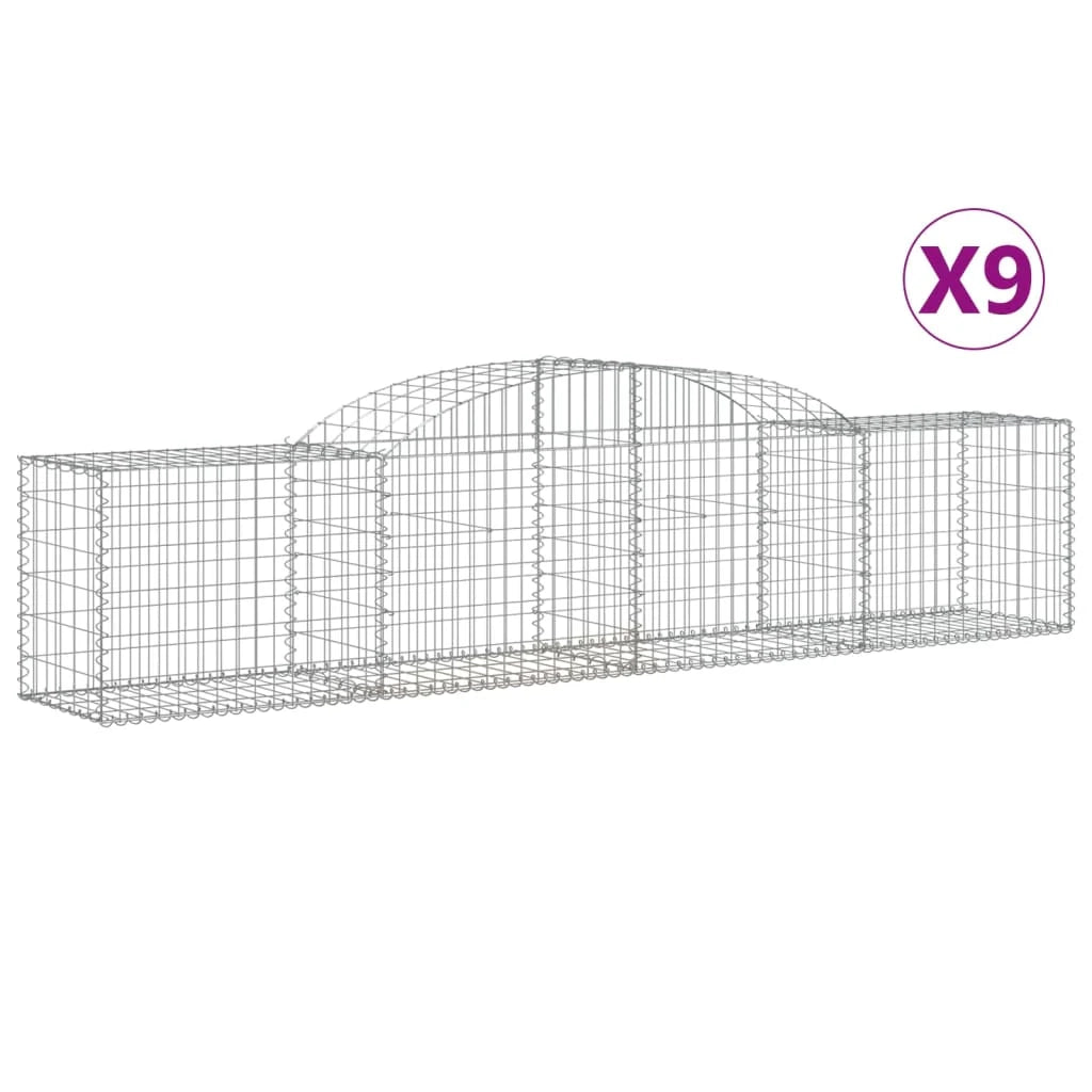 Set di 9 gabbioni ad arco per recinzione gabbia o muro di contenimento 300 x 50 x 60/80 cm ferro zincato argento 02_0041288