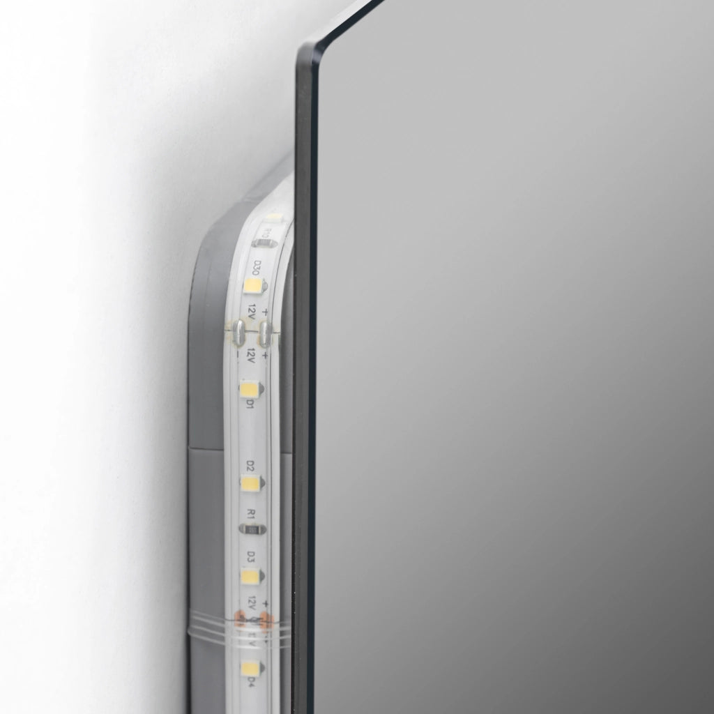 Emuca Specchio Centaurus con illuminazione LED decorativa, rettangolare 600 x 800 mm, 14 W, Alluminio e Vetro, 1 u.
