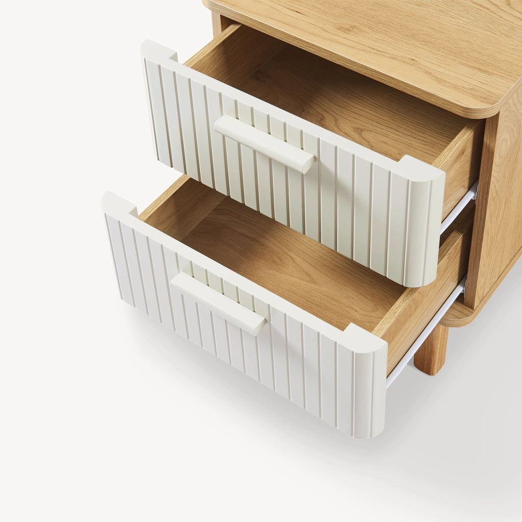 Comodino Ferrersp Mobile Contenitore con 2 Cassetti 50 x 40 x 40 cm - Effetto Rovere / Avena Oatmeal [en.casa]