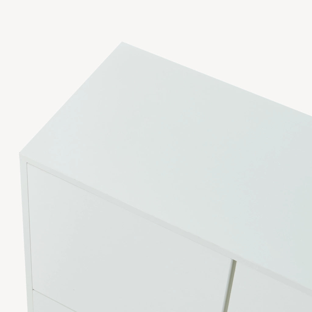 Credenza Reyri Madia Moderna Salvaspazio con 4 Ante 90x80x35 cm Bianco / color Oro [en.casa]