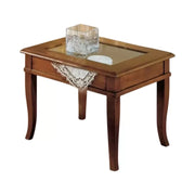 Tavolino bacheca ribalta piano vetro legno bassano 60x60x48 - Mobili 2G