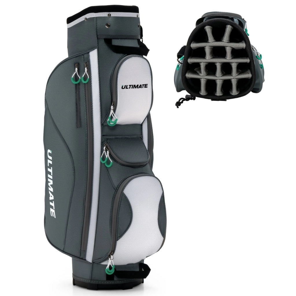 Borsa da golf leggera con tracolla 7 tasche con cerniera, Borsa per carrello da golf portatile con 14 divisori