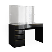 Vicco Set tavolino da toilette Nero/oro 55 cm con illuminazione a LED