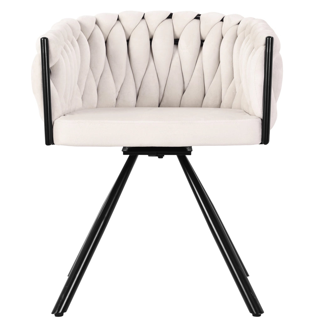Set di 4 sedie da pranzo girevoli in velluto beige