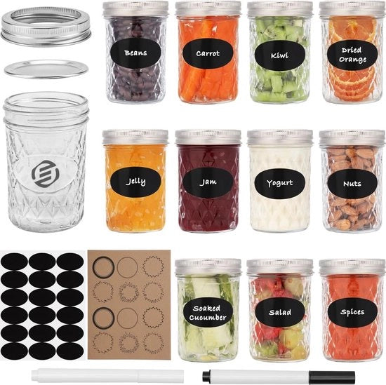 Set di Overnight Oats in Jar di Mason - Muesli - Bicchieri di Cottura per Oat - Kit di Cottura - Colazione Perfetta