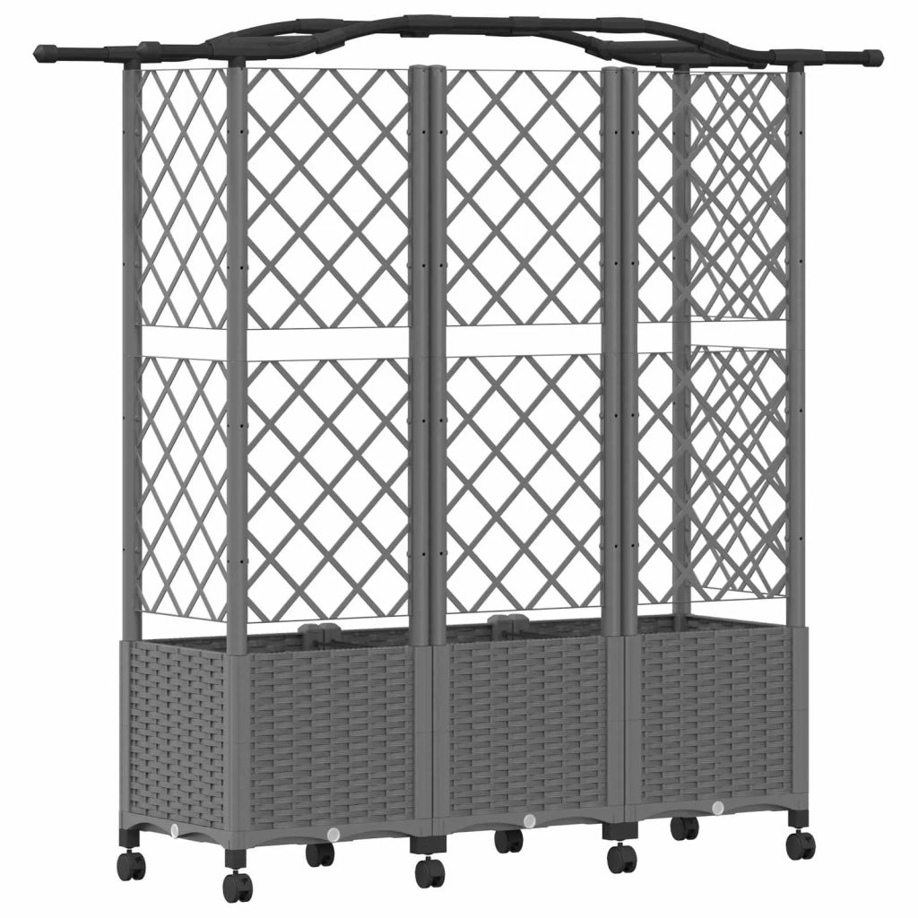 Letto Rialzato con Griglia e Tetto Grigio Chiaro PP 3423111