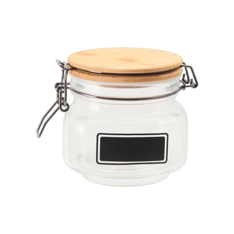MA MAISON PURE GLAS BARATTOLO IN VETRO CON TAPPO IN LEGNO CHIUSURA A CLIP + ETICHETTA PER PERSONALIZZAZIONE 12X12X11H CM