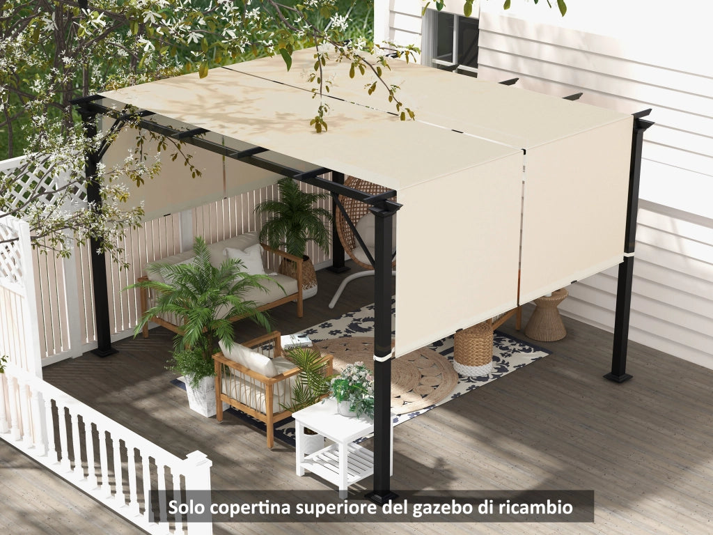 Copertura per Gazebo Pergola ¨C zephmum ¨C Poliestere 488x122 cm Kaki