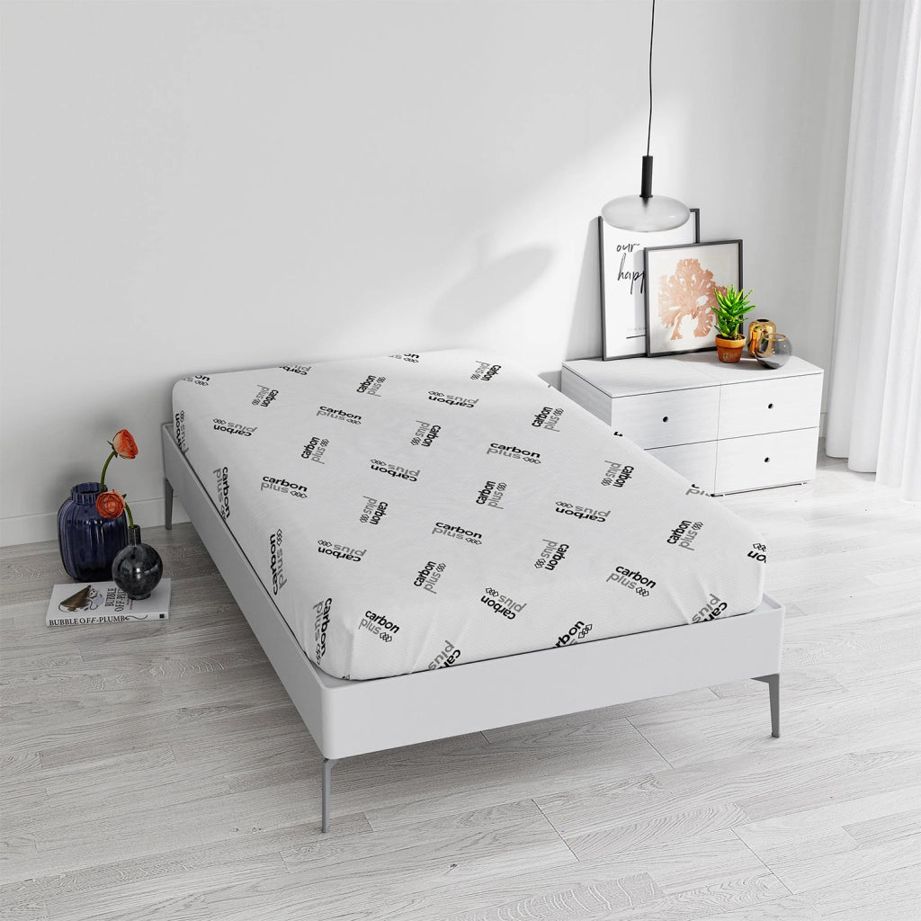 Coprimaterasso Elasticizzato Singolo in Poliestere Grigio Chiaro
