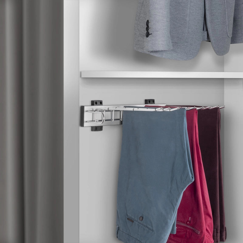 Portapantaloni con montaggio laterale per armadio Self, mano destra, Acciaio, Tecnoplastica e Alluminio, Cromato lucido