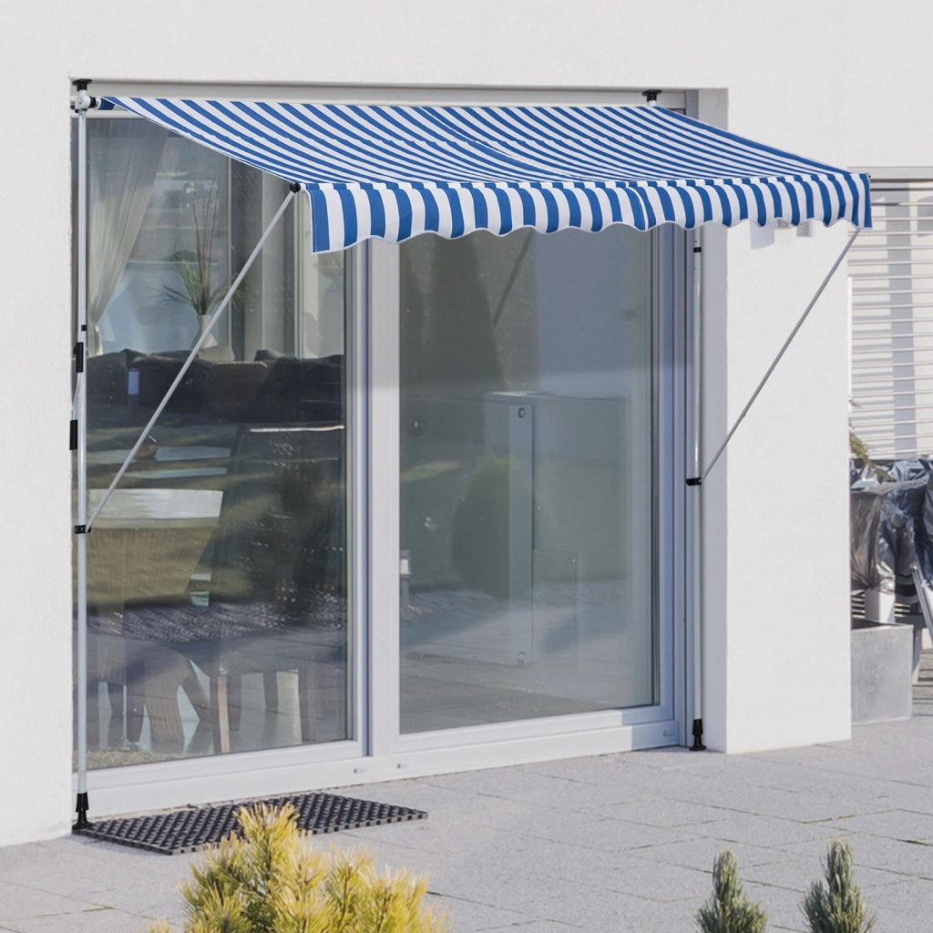 Tendone da balcone con manovella regolabile ¨C zephmum ¨C blu e bianco 150 cm