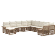 Set Divano da Giardino 11 pcs Beige e Bianco Crema polyrattan 3435030