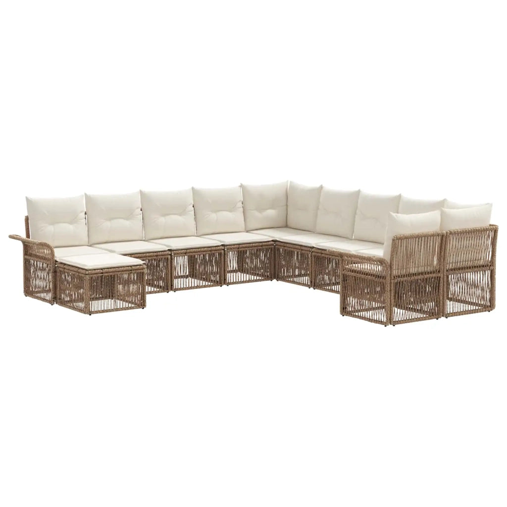 Set Divano da Giardino 11 pcs Beige e Bianco Crema polyrattan 3435030