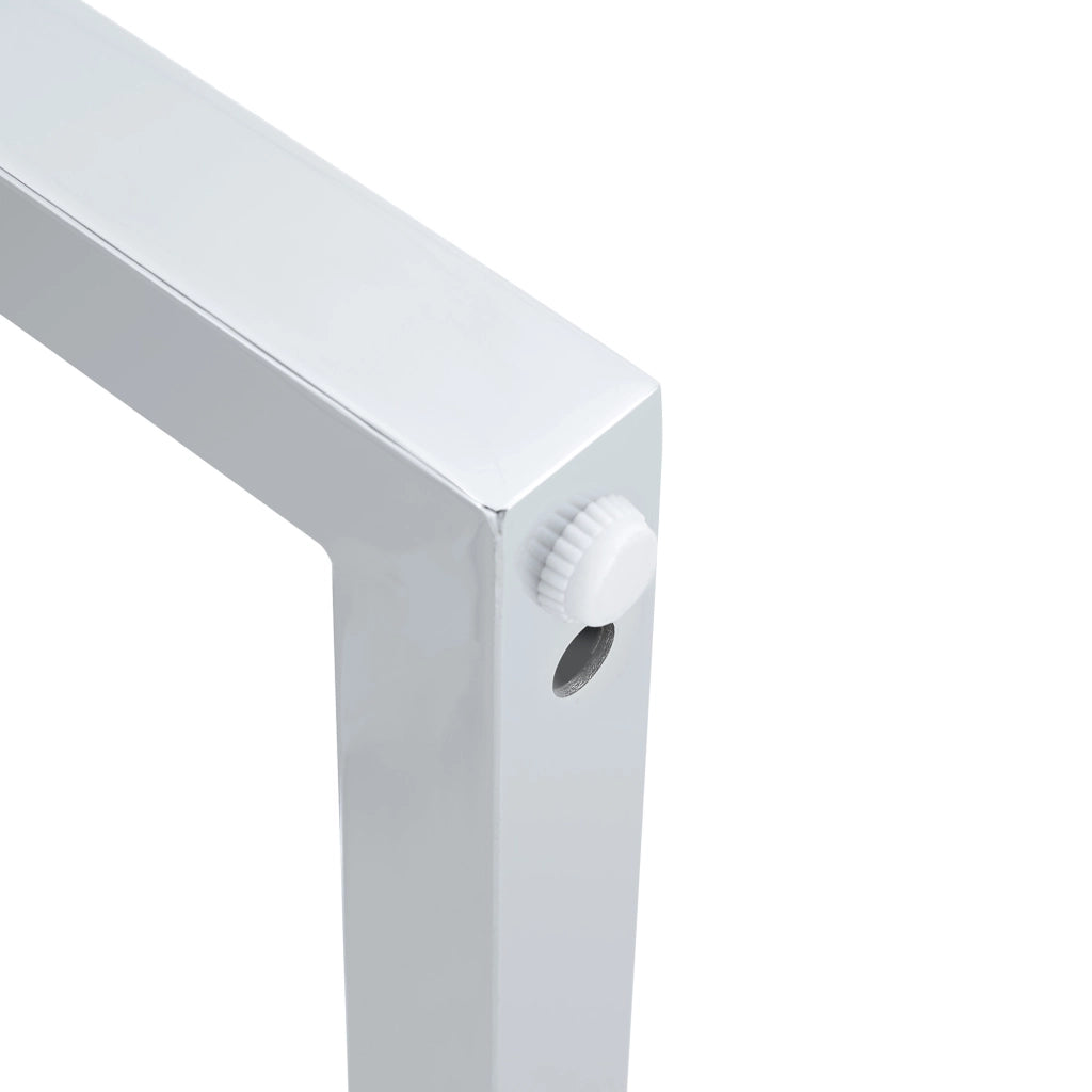 Sgabello da bar con seduta imbottita in PU, gambe in metallo argentato e design nordico, bianco e argento