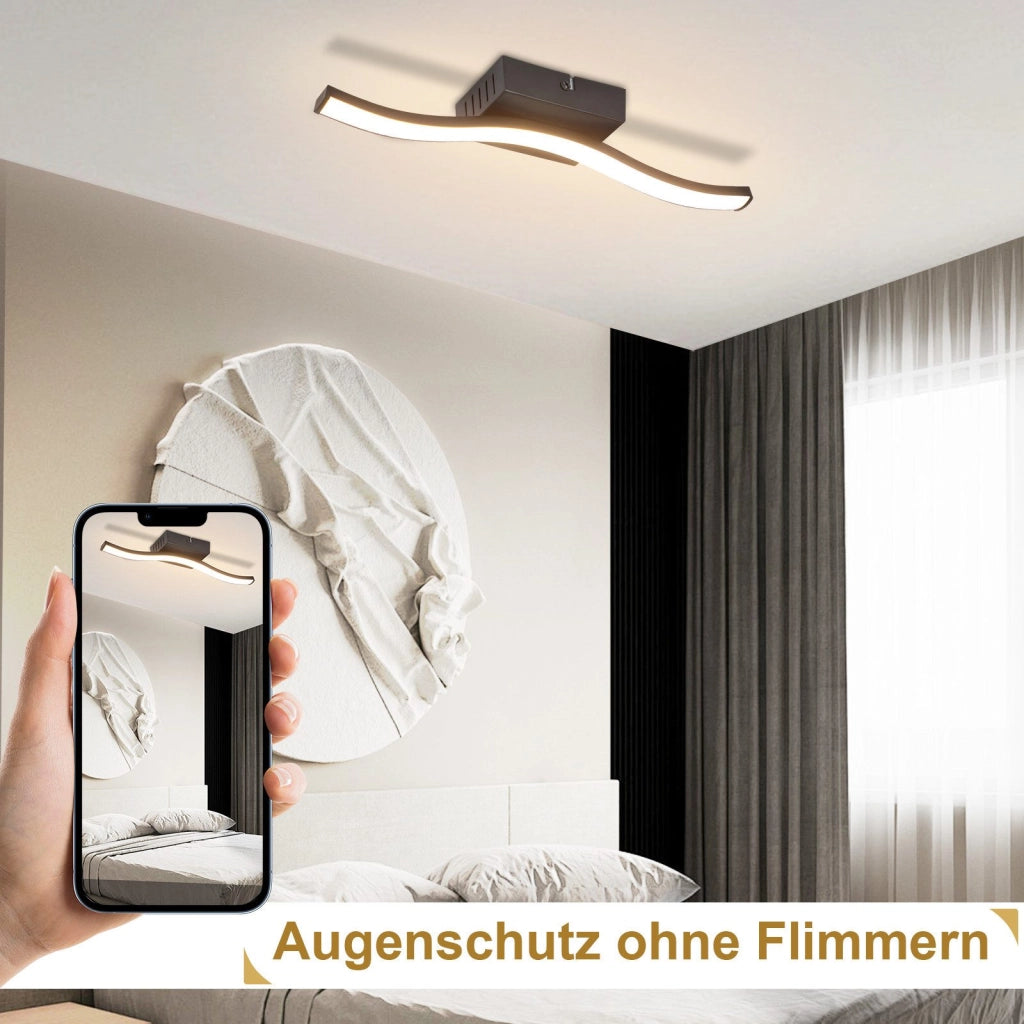 ZMH Lampada da soffitto plafoniera LED moderna design ondulato nero 3000K per soggiorno corridoio cucina