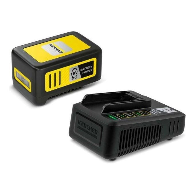 KÄRCHER 2.445-063.0 Starter Kit Batteria e Caricabatterie 18 V 5 Ah con Display LCD e Protezione IPX5 colore Nero Giallo