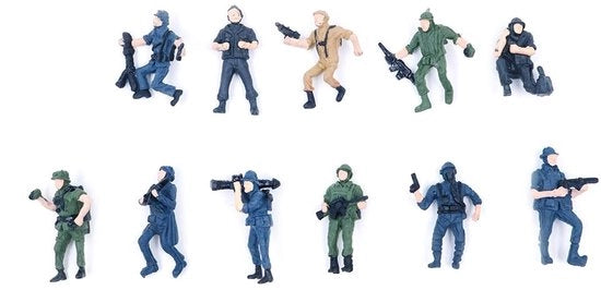 Modello di Treno con 11 Personaggi - Miniaturne Figure - Pupazzetti in Plastica - Aspetto SWAT - Peso Leggero - Materiale Duraturo - Miniaturne Figure