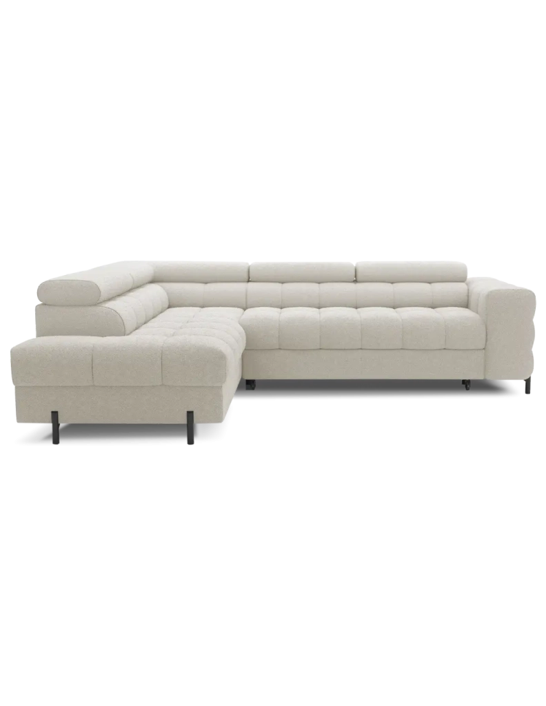 Divano ad angolo sinistro FERRUM Beige chiaro con contenitore 276x93x200cm