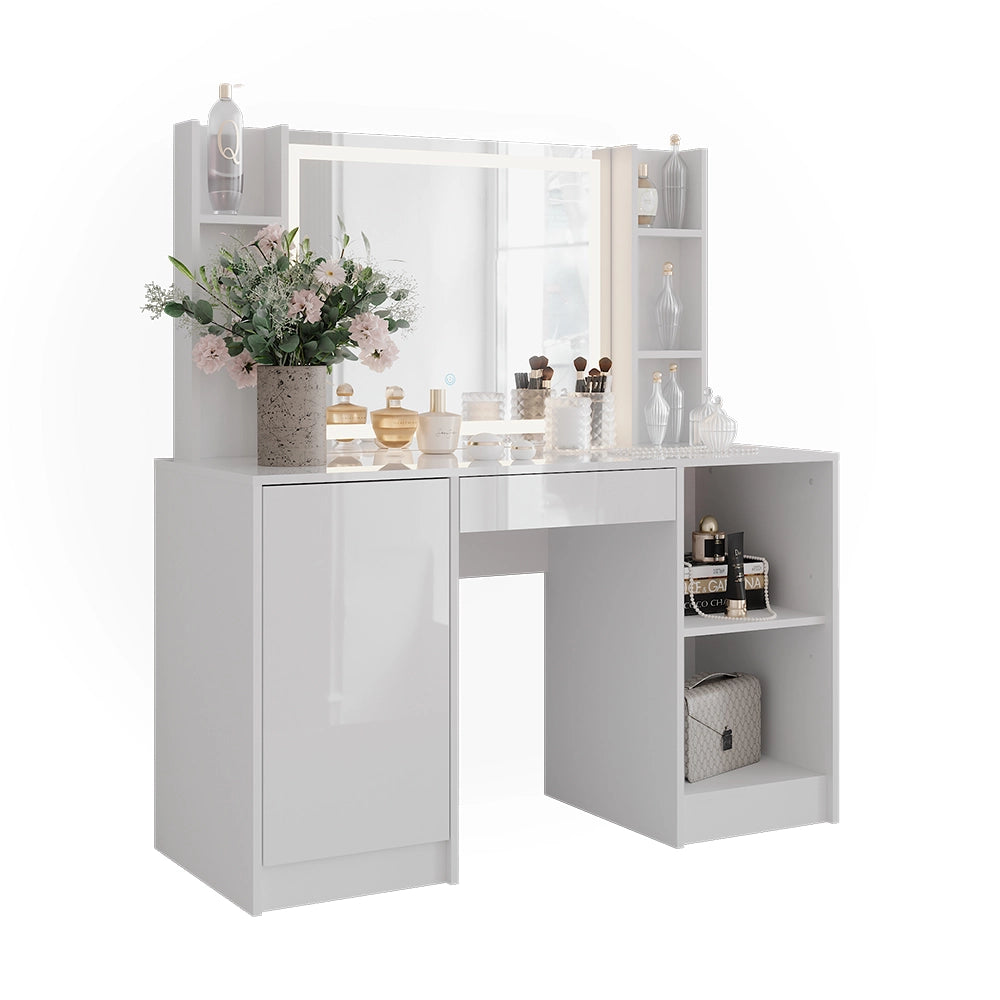 Vicco Tavolo da toeletta Bianco/bianco lucido 128.2 cm 4 parti