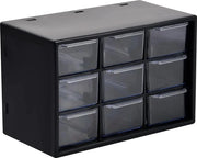 Cassetto di archiviazione con 9 ante scorrevoli in plastica - cassettiera - 18 x 12 x 10 cm - magazzino - piccoli componenti - gioielli - strumenti - viti - fissaggio al muro - cassettiera bianca