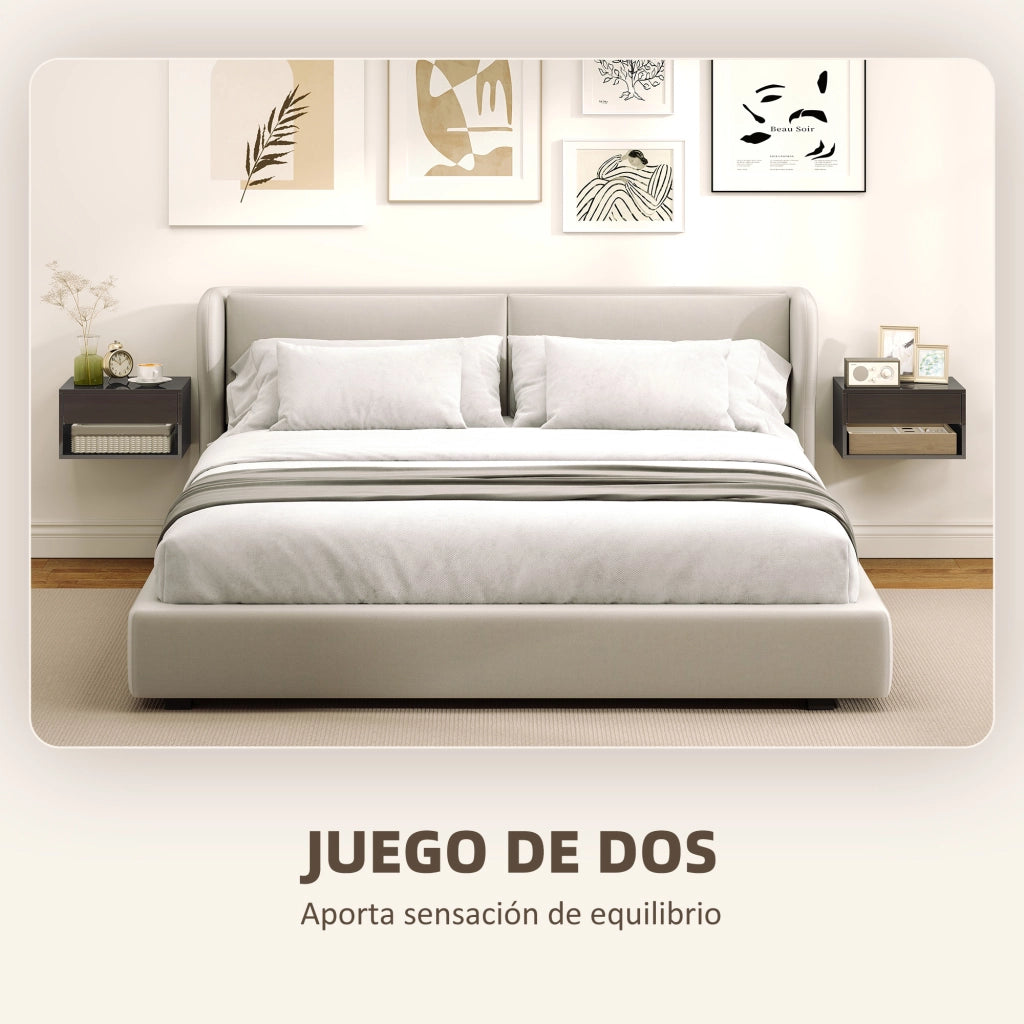 Comodino sospeso con cassetto ¨C Xylo ¨C nero lucido 37x32x21 cm (set 2 pz)