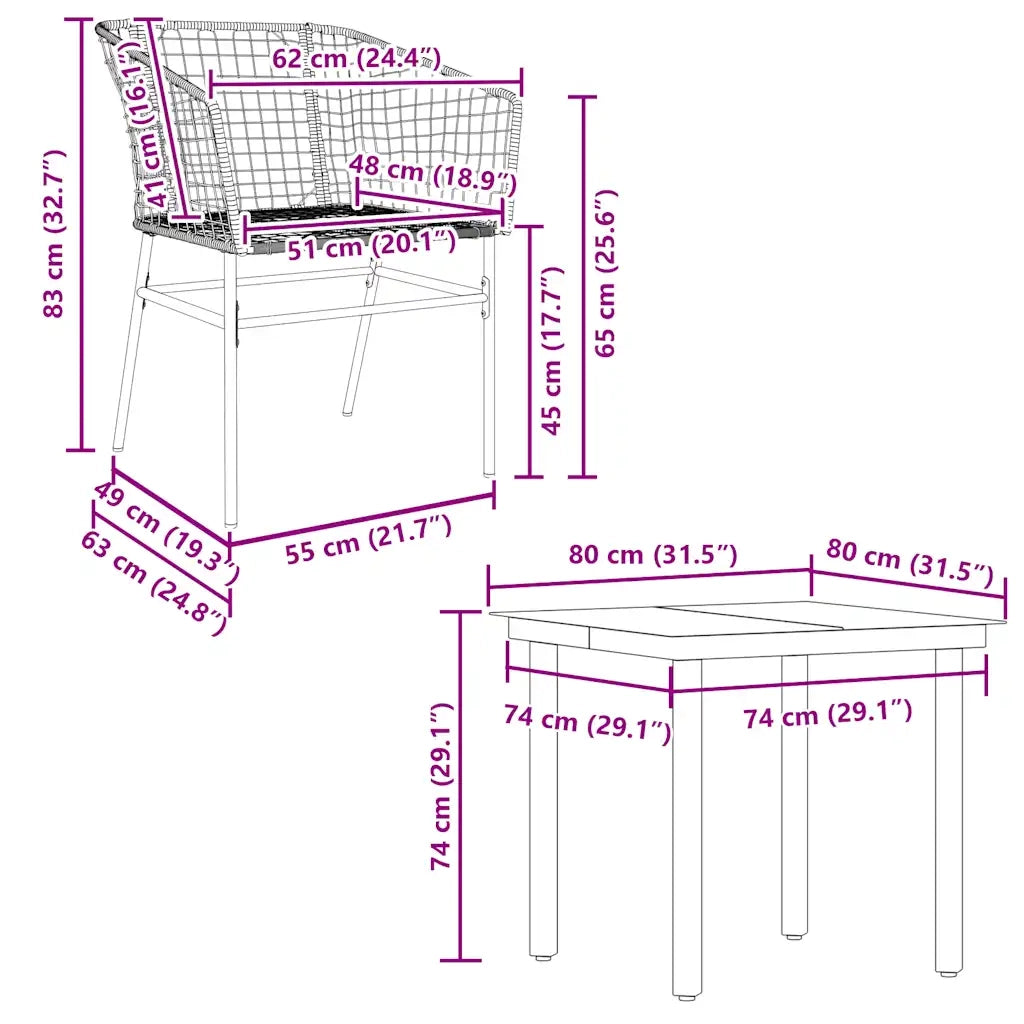 vidaXL Set Mobili da Pranzo per Giardino 5 pz Nero Polyrattan Vetro