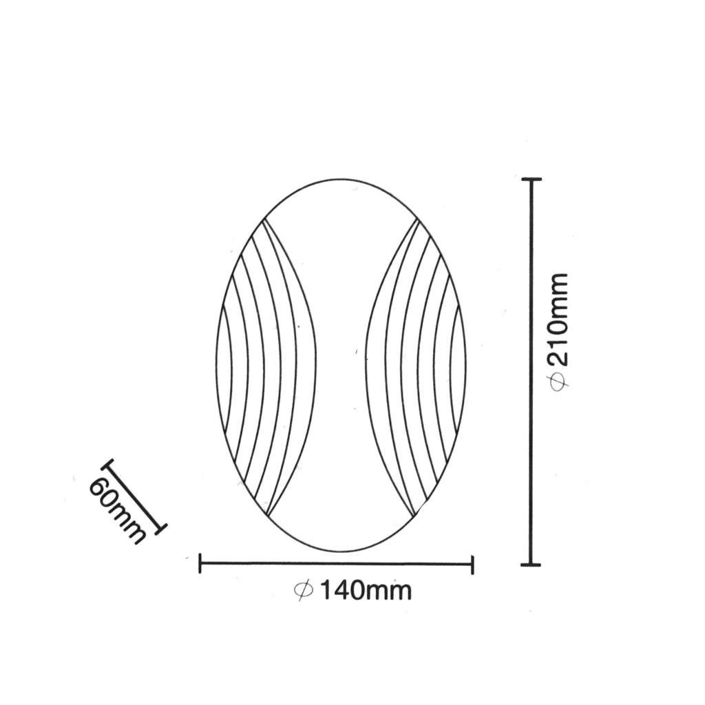 Applique doppio fascio luce LED 6W CCT 3 step da 3000K a 6500K lampada ovale parete muro camera da letto 230V NERO