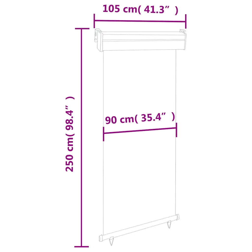 Tenda Laterale per Terrazzo 100x250 cm Nero