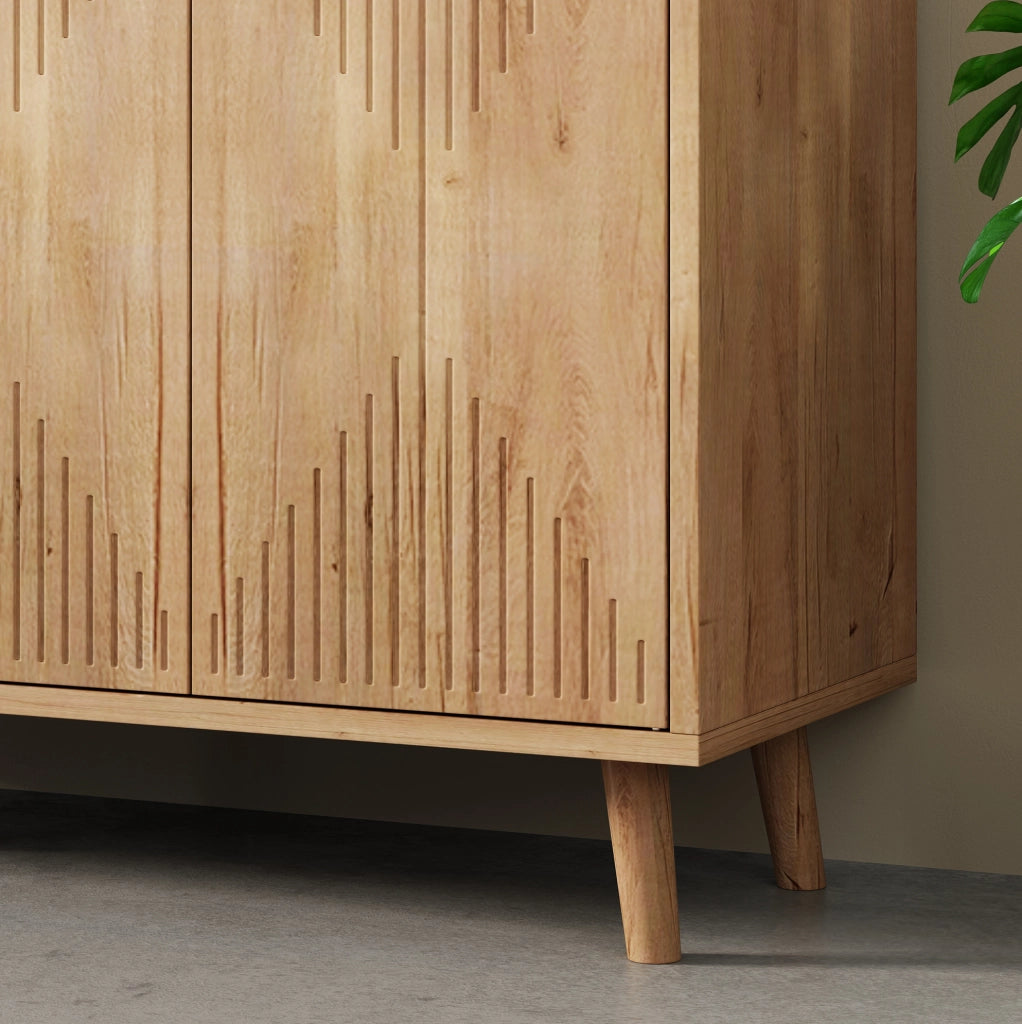 Credenza da cucina con 4 ante e ripiani regolabili 140x40x84 cm in MDF naturale