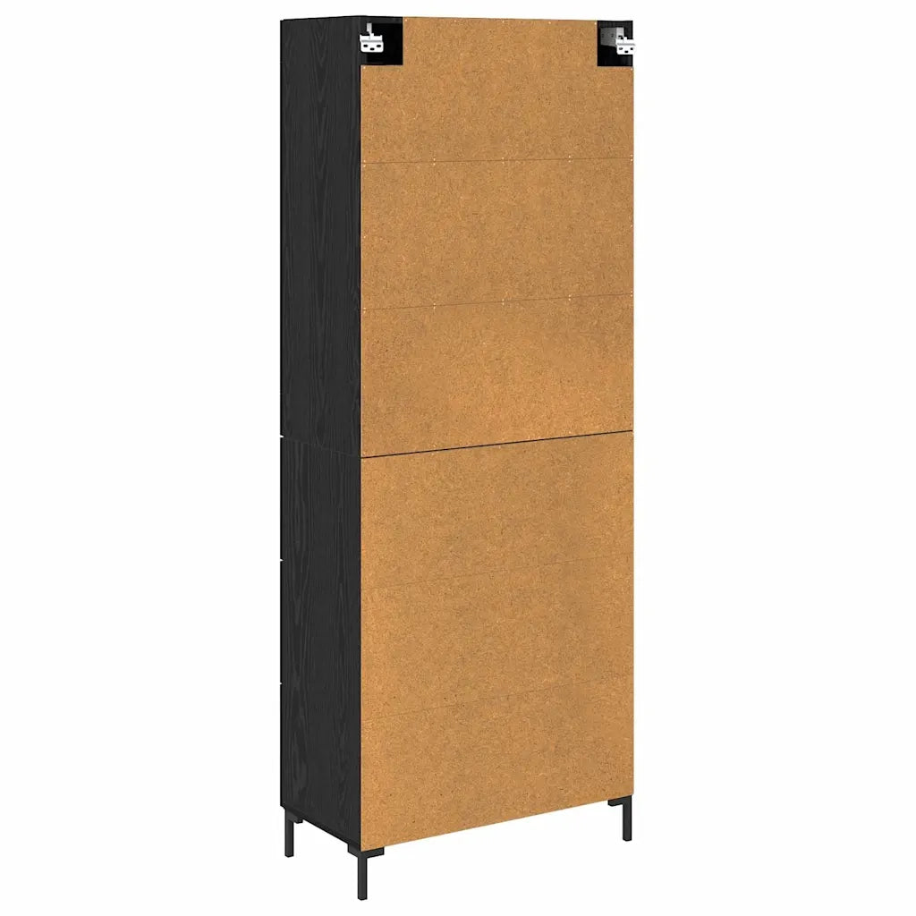 Credenza con cassetto 2 pcs Rovere Nero Legno multistrato