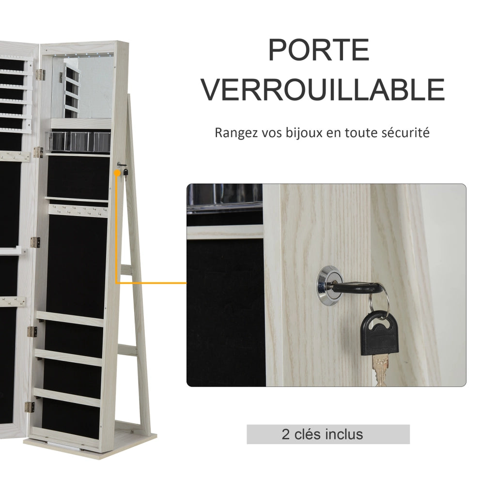 Armadio da trucco con specchio e illuminazione LED ¨C zephmum ¨C bianco 38x38x157 cm