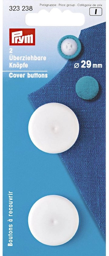Punti di cucito in plastica 29 mm bianchi 2 pezzi 

 Specifiche tecniche: 
- Materiale: plastica
- Diametro: 29 mm
- Quantità: 2 pezzi