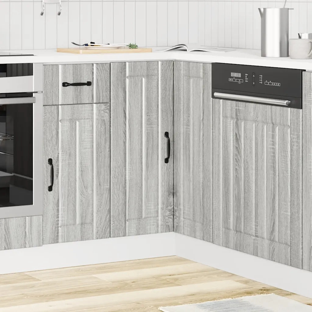 Mobile Base ad Angolo Cucina-Base ad Angolo Cucina Lucca Grigio Sonoma in Truciolato