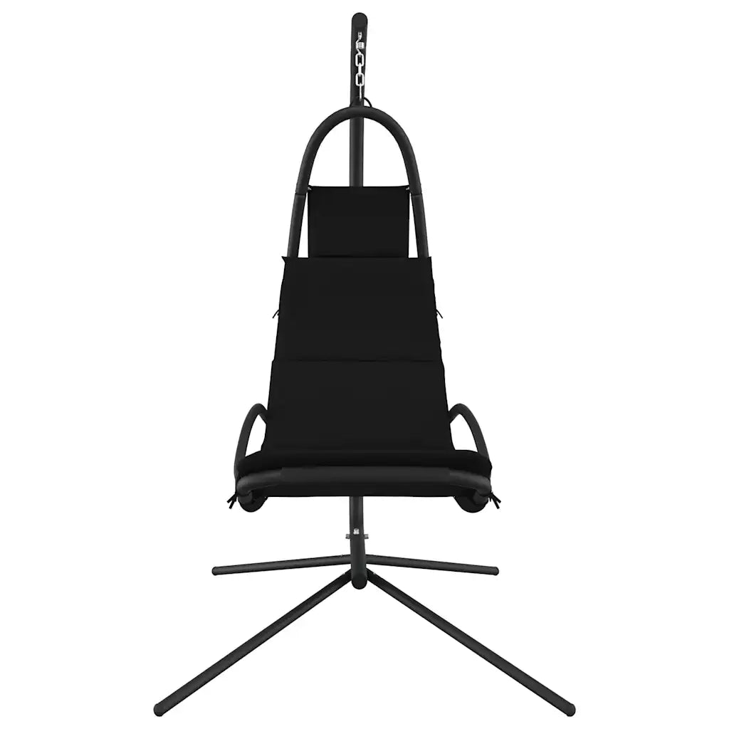 Sedia Dondolo Giardino con Cuscino Nero Tessuto Oxford Acciaio CFW4673850