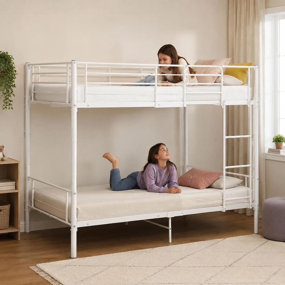 Bunk Bed White Metal 90x200 Cm