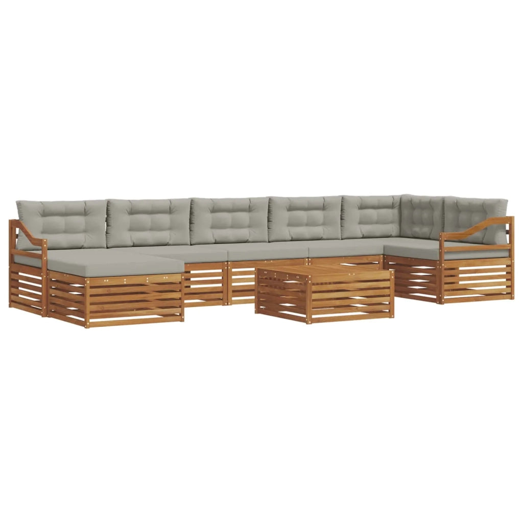 Set di divani da esterno 8 pcs Grigio Naturale e Chiaro