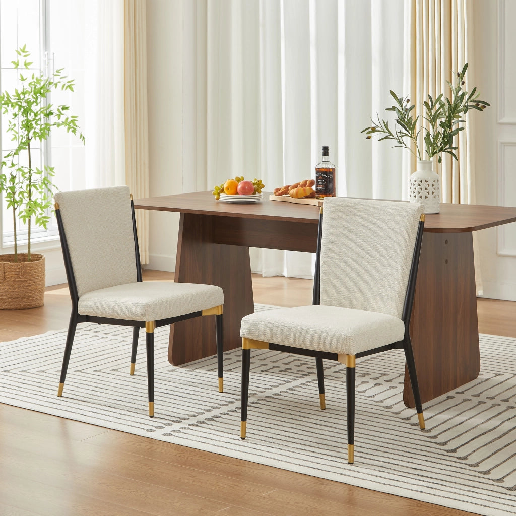 SEDIE Set da 2 pezzi in tessuto beige con gambe regolabili in altezza