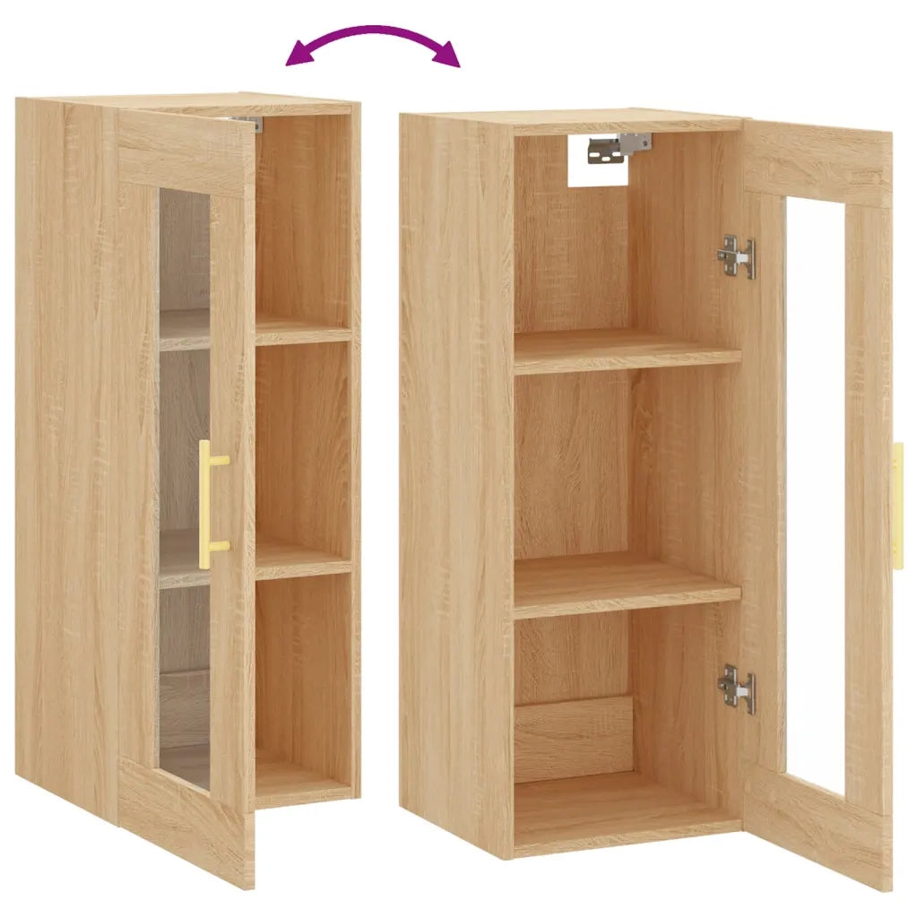 Elegante e pratico mobile contenitore a parete 34,5 x 34 x 90 cm realizzato in legno composito di rovere Sonoma 02_0048681