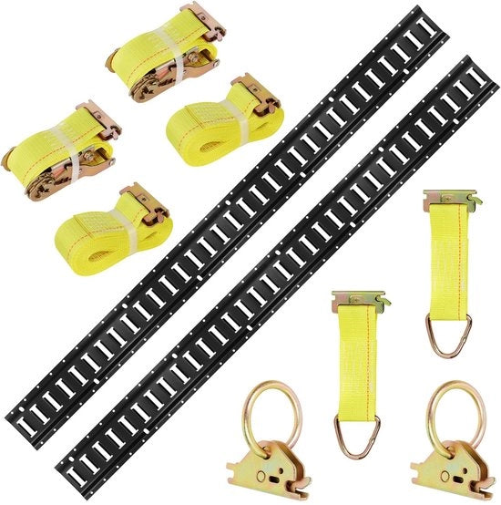 Sistema di Trattenuta per Carichi 3FT di Alta Qualità - E-Track - Acciaio Inossidabile - Capacità di Sollevamento 1000 lbs - Inclusi Anelli O-Ring e Ancore - Corda per Trattenuta - Sistema di Sicurezza per Carichi