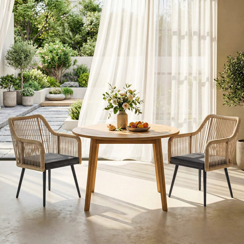 Set 2 Sedie da Giardino 54x65x80 cm con Cuscini e Braccioli in Acciaio e Rattan PE Grigio Scuro
