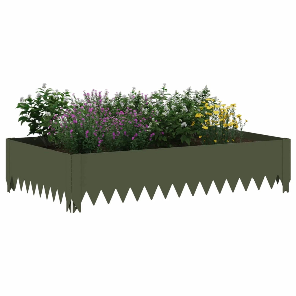 Bordura per Prato 4 pz 100 x 60 x 20 cm Acciaio Verde Oliva 8008938