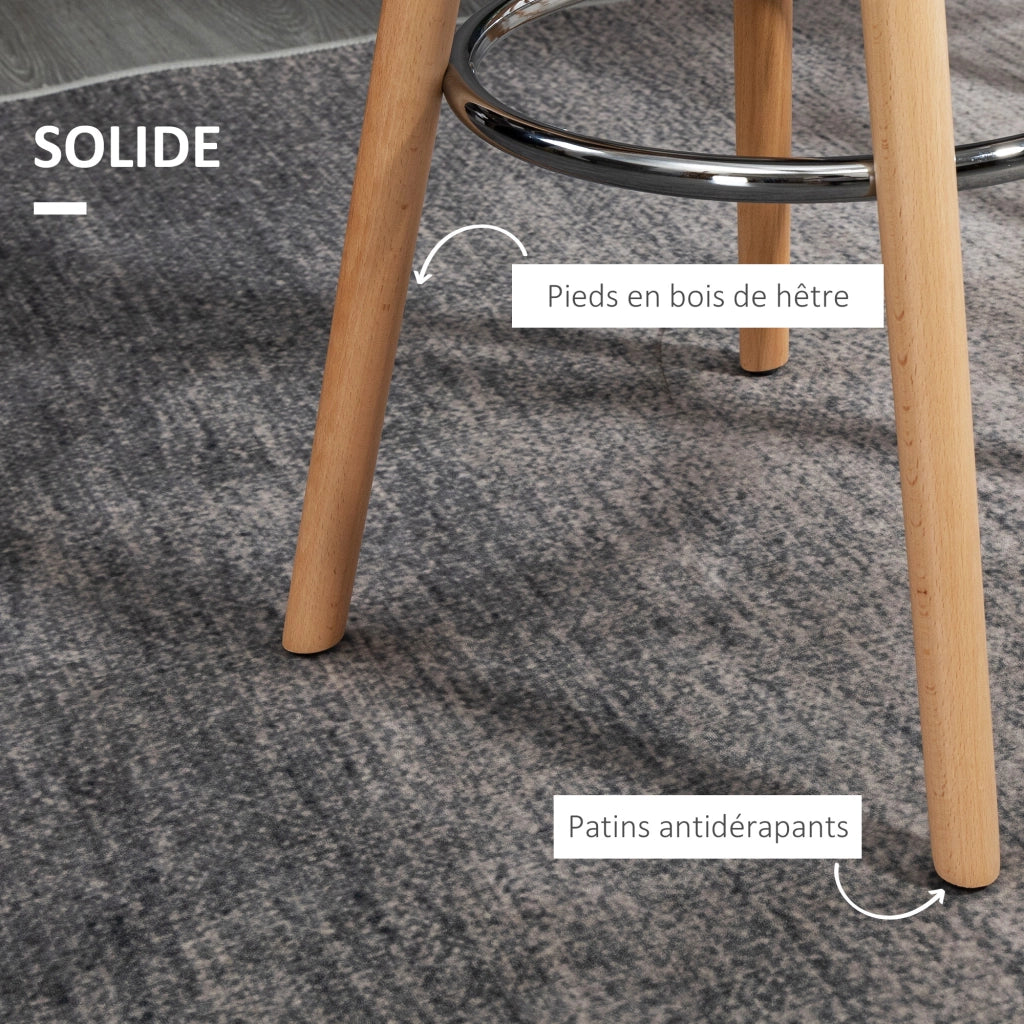 Sgabelli da bar con schienale e poggiapiedi ¨C zephmum ¨C PU imbottito, legno, bianco