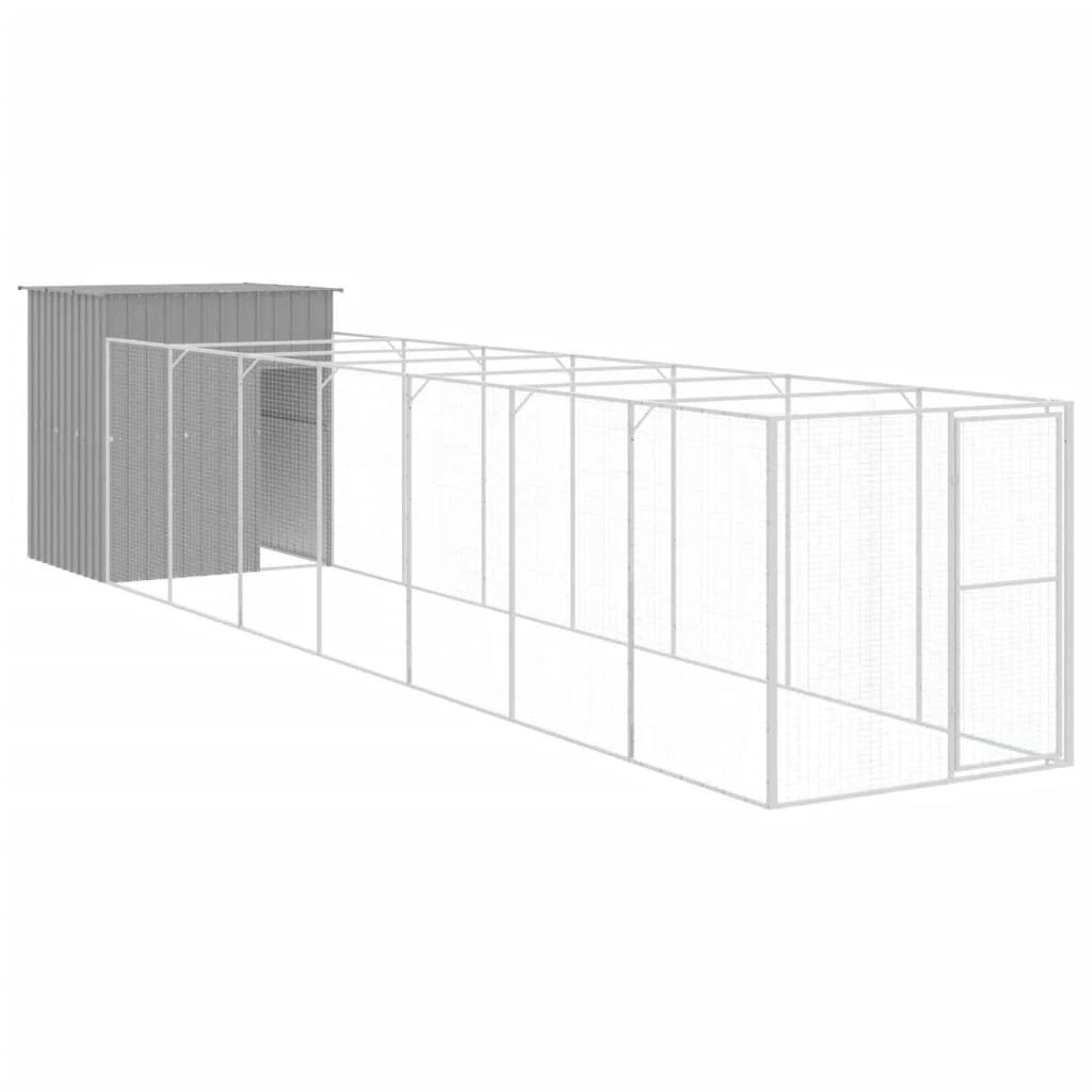 Cuccia per cani con recinto chiaro 165 x 863 x 181 cm grigio 02_0043500